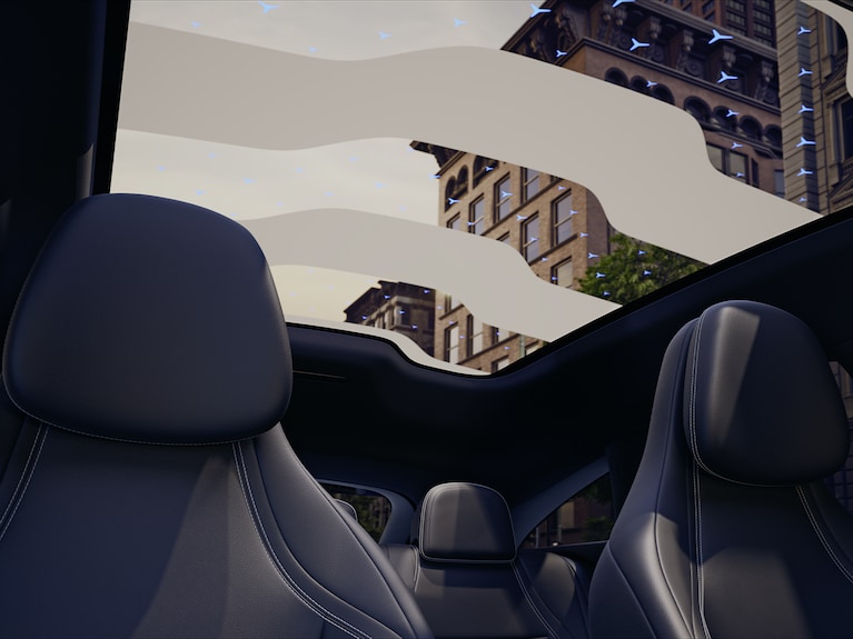 Ambient lighting for panoramic roof with SKY CONTROL in the CLA Shooting Brake from Mercedes-Benz.