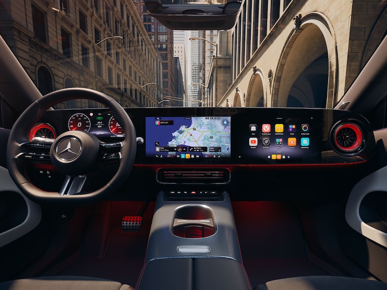 The cockpit of the CLA with EQ technology from Mercedes-Benz.