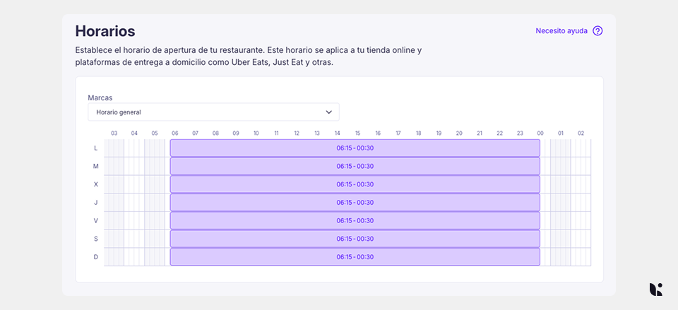 Sistema de gestor de horarios del software Last.app
