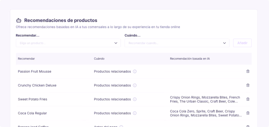 Sección recomendación de productos Last.shop