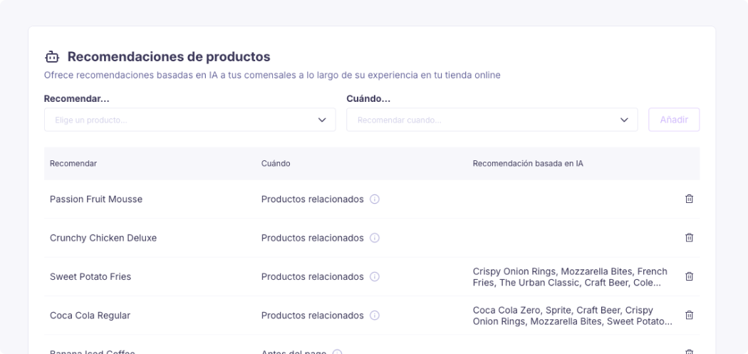 Sección recomendación de productos Last.shop