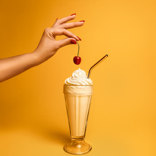 Milkshake with cherry ontop