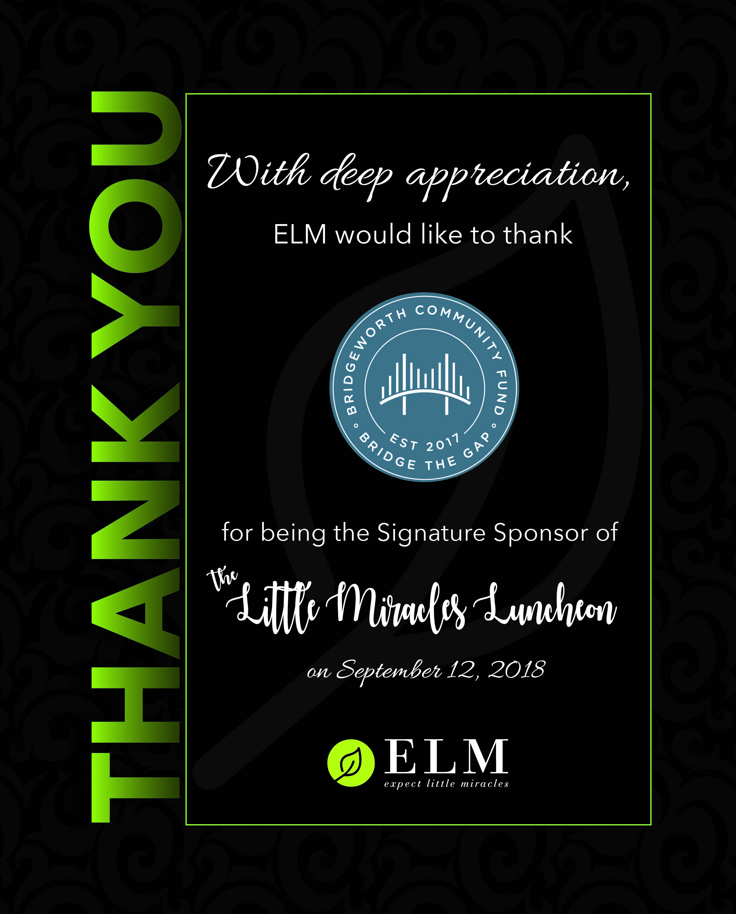 ELM thank you plaque