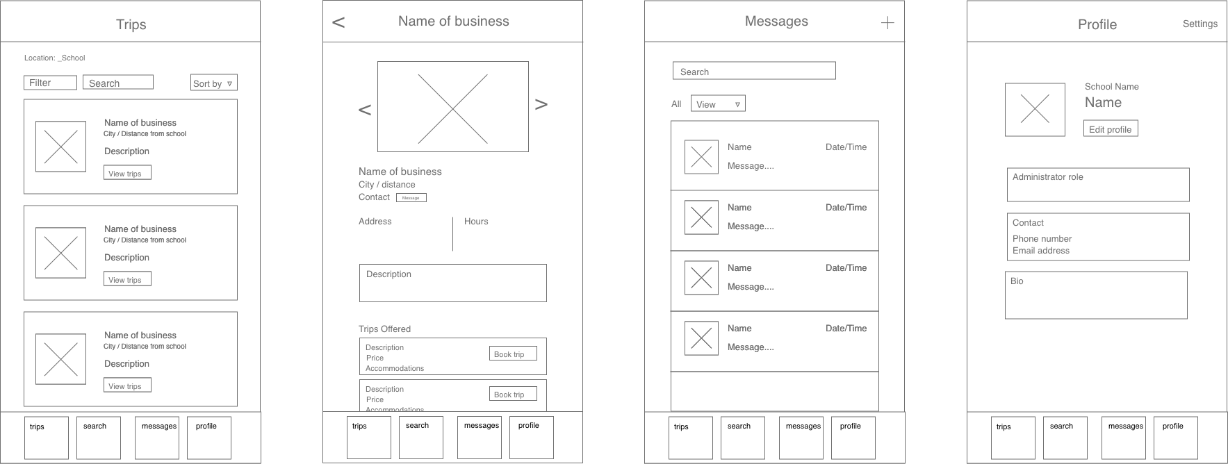 Basic wireframes