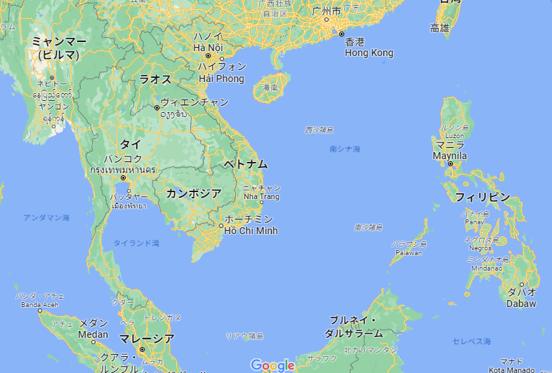 ベトナムの国土（地図）_Googleマップ抜粋