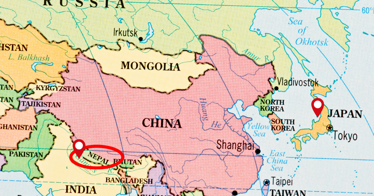 ネパールの位置(地図上)