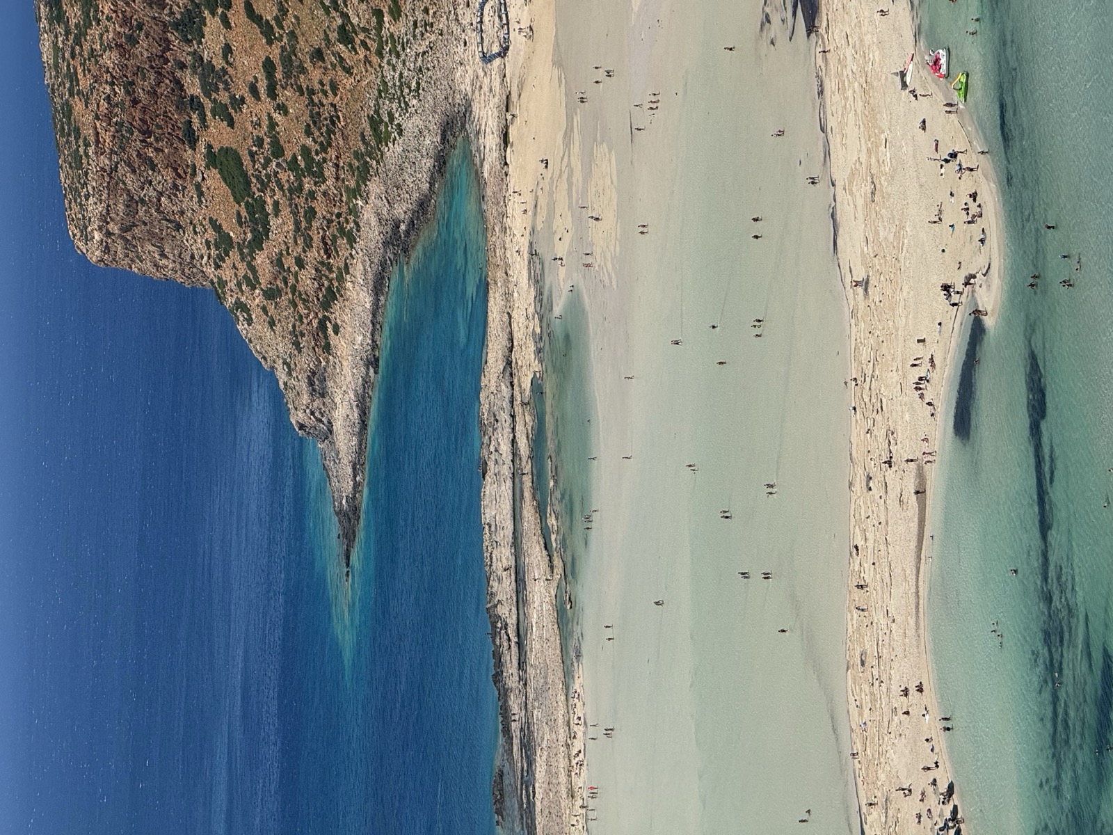 Balos lagoon, sandbar and headland seen from the trail