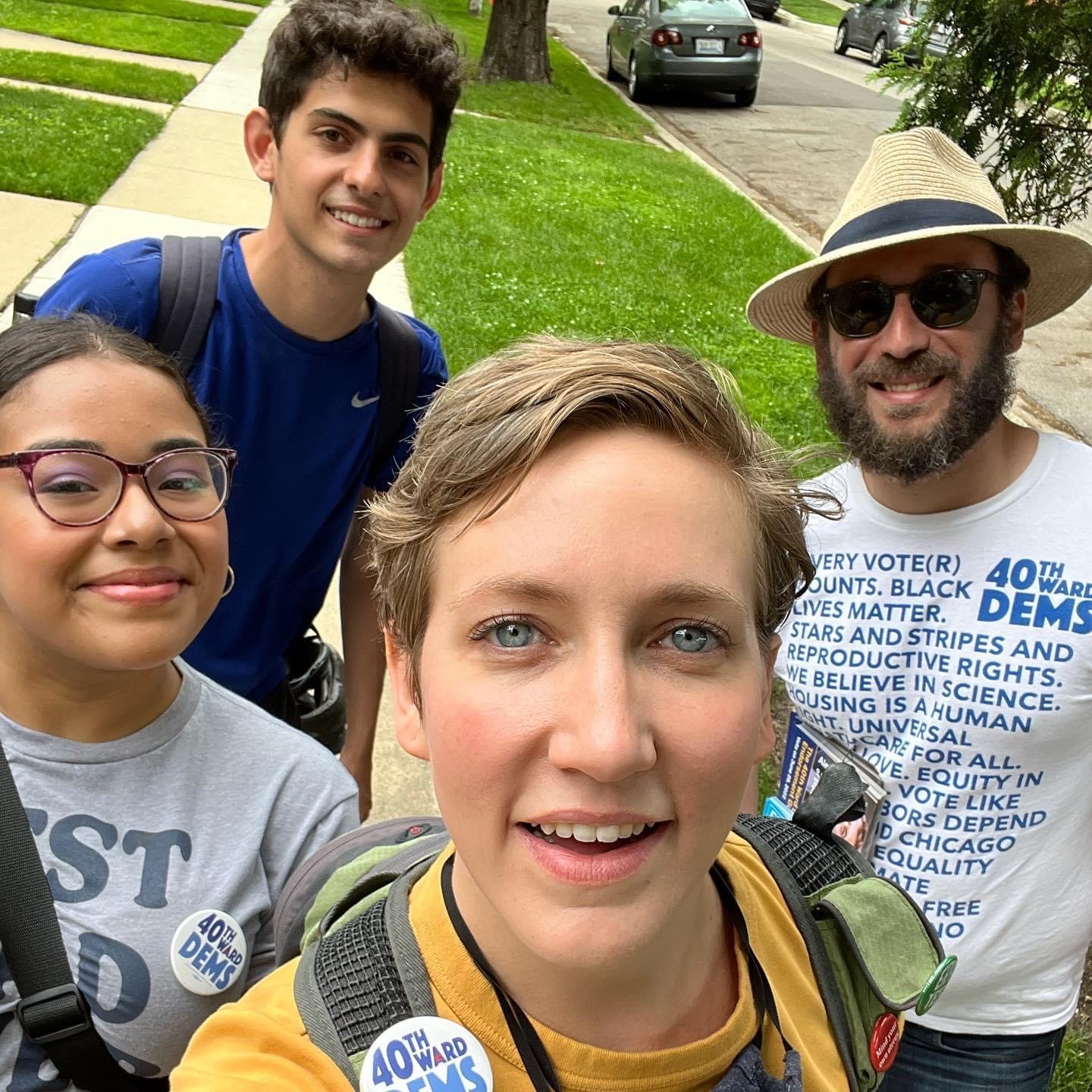 Maggie O'Keefe knocking doors in the 40th ward.