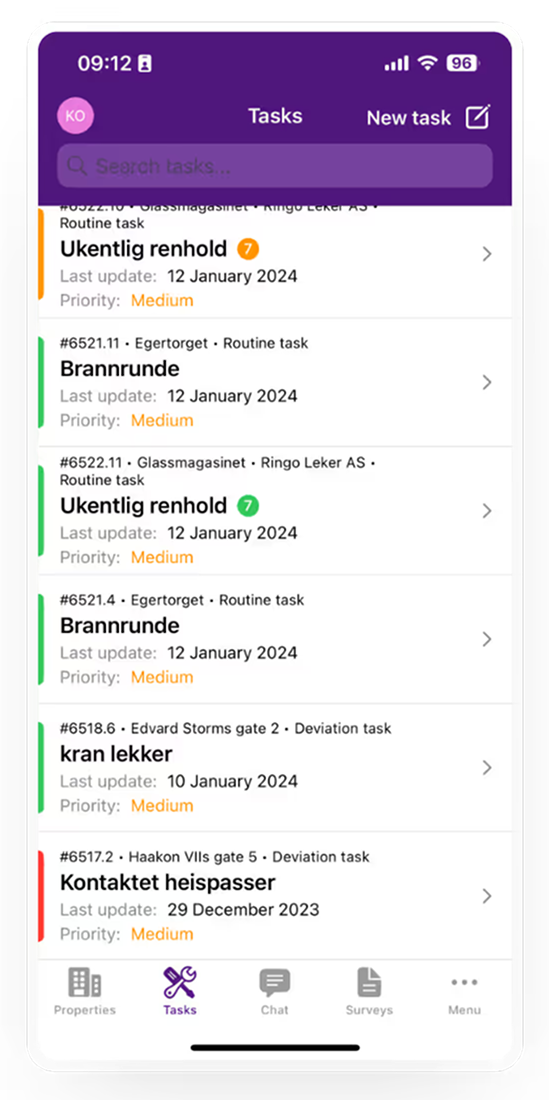 Skjermbilde av Propelys mobilapplikasjon - et moderne og intuitivt forvaltningssystem