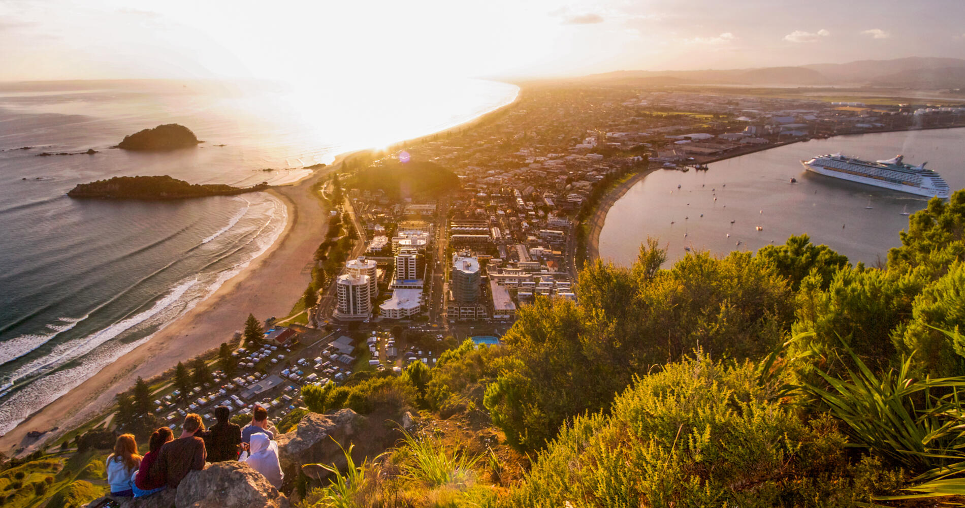 Mount Maunganui view front the top at sunrise