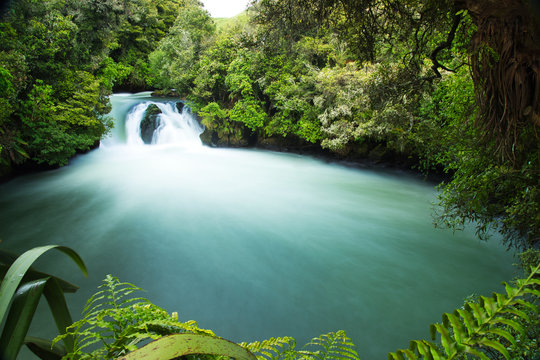 trout pool falls on the kaituna river new zealand