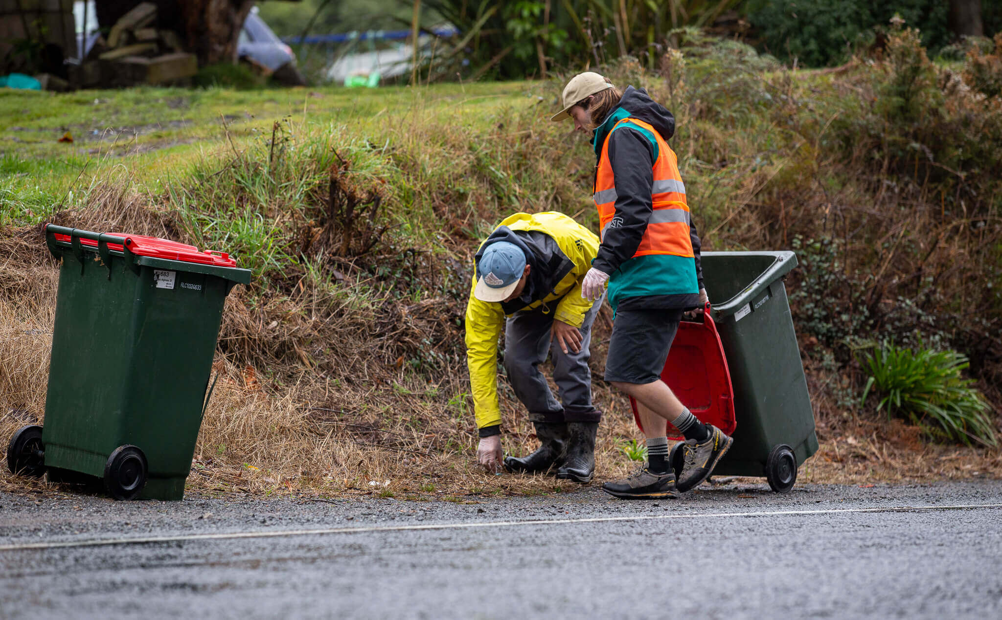 Rotorua Rafting team cleaning up Ōkere Road as part of the Adopt a Spot program