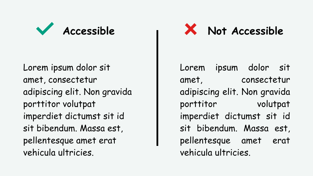 Comparison of left-aligned vs. fully justified text