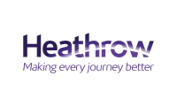 Heathrow logo with tagline "Every journey begins here" in blue and purple text.