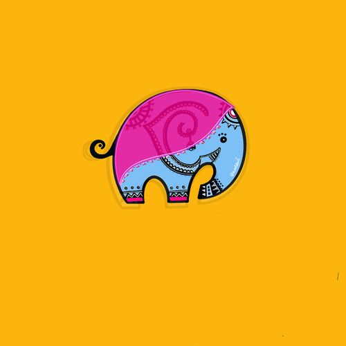 An illustration of an elephant in a desi style