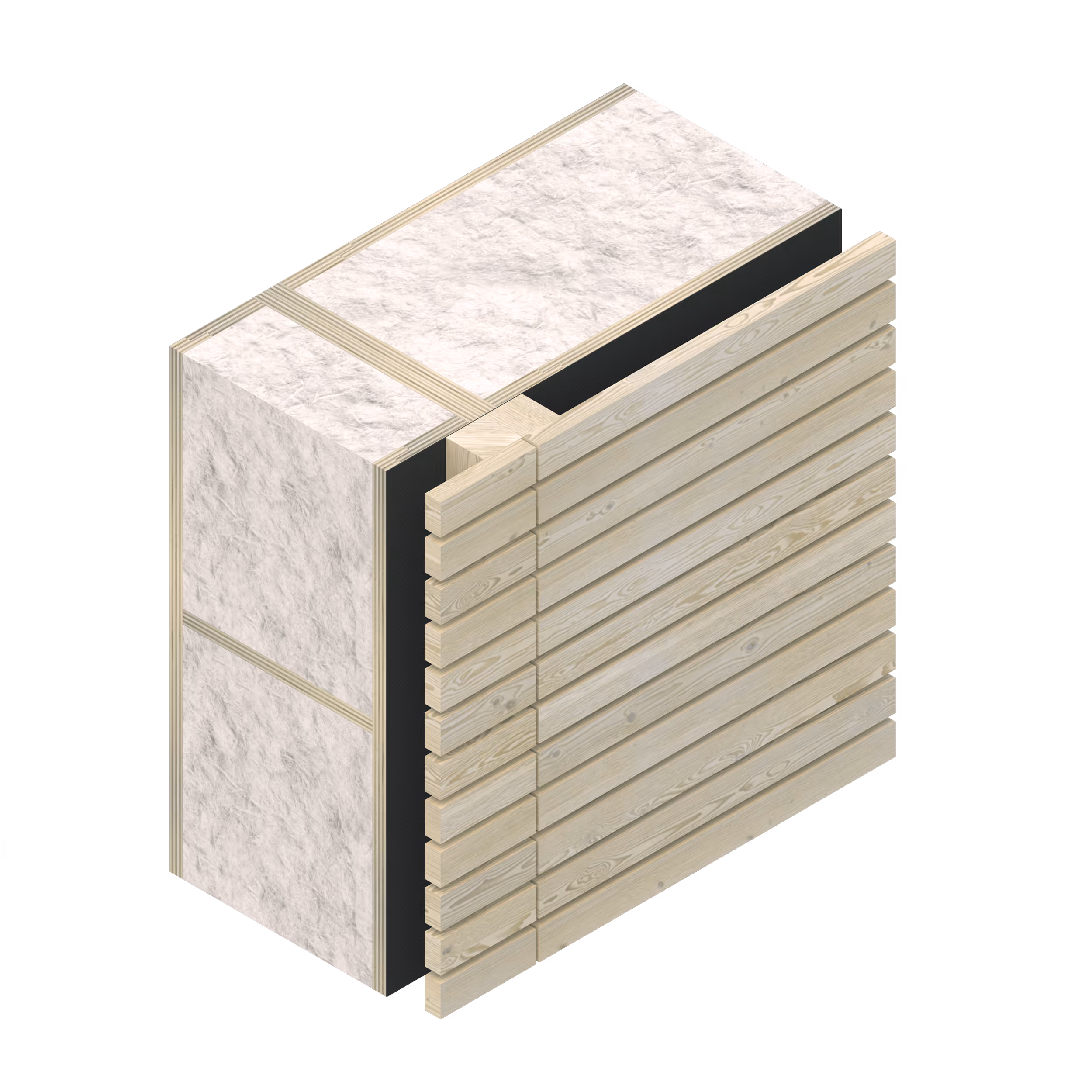 A Skylark block showing a type of timber cladding attached to the block.