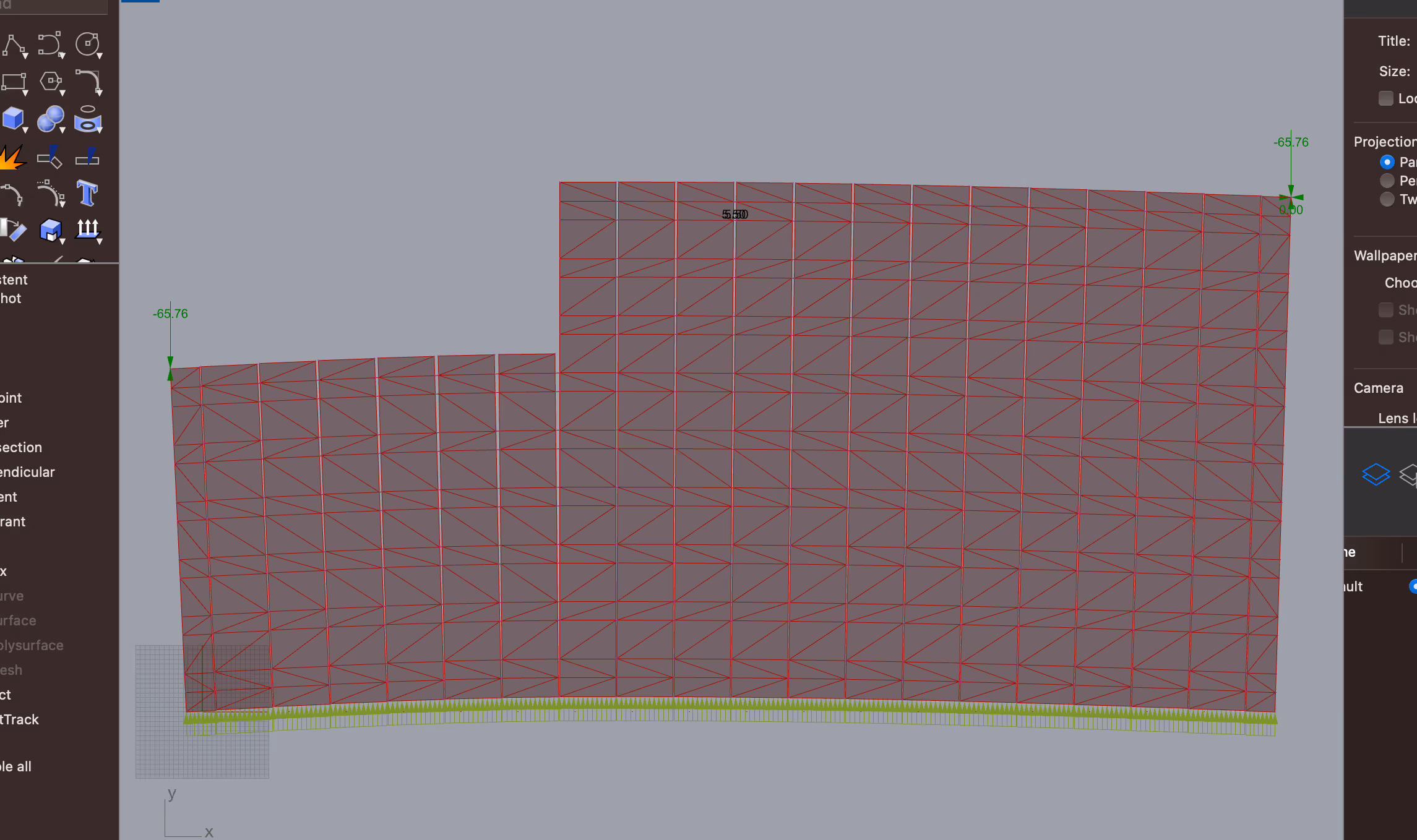 Screenshot of floor modelled to check tension test calculations.
