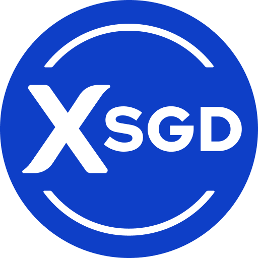 Blue circular logo with white letters 'XSGD' and two curved white lines above and below the text.