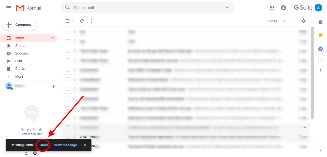 Undo Email in Gmail G Suite