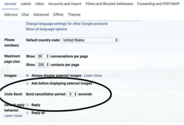 Undo sent email in Gmail