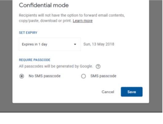 confidential mode in Gmail