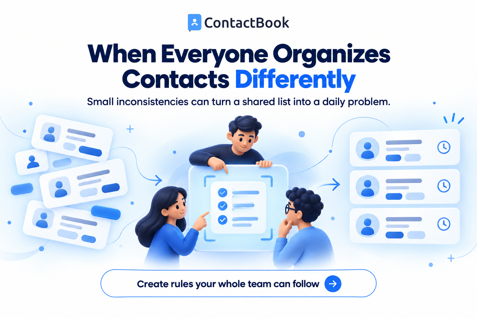 How to organize business contacts with naming, tagging, and review rules