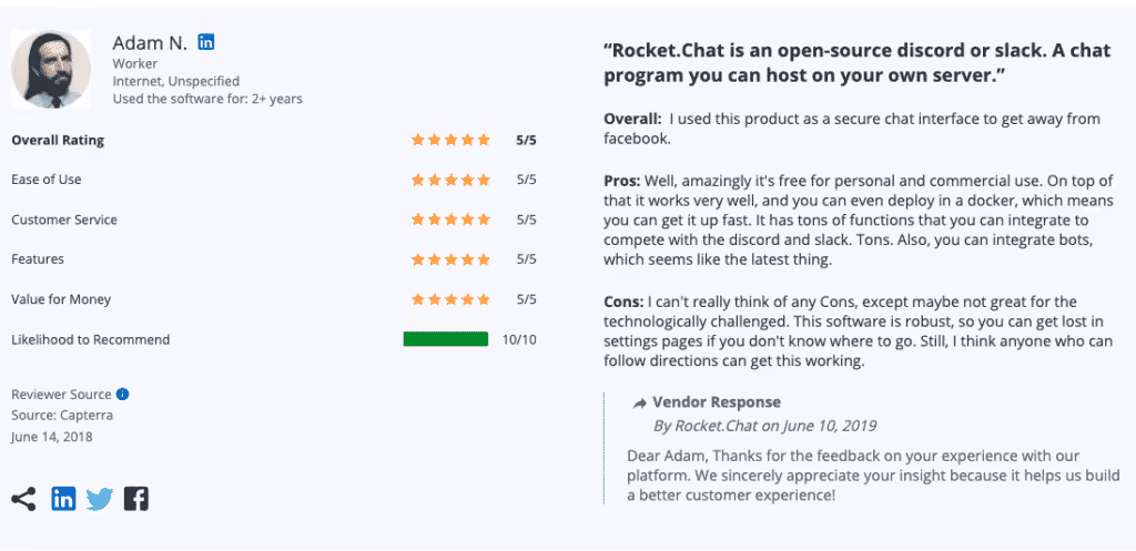 Rocket.Chat Earns Highest-ever Ranking On Capterraâ€™s Top 20 Remote Work & Livechat Software