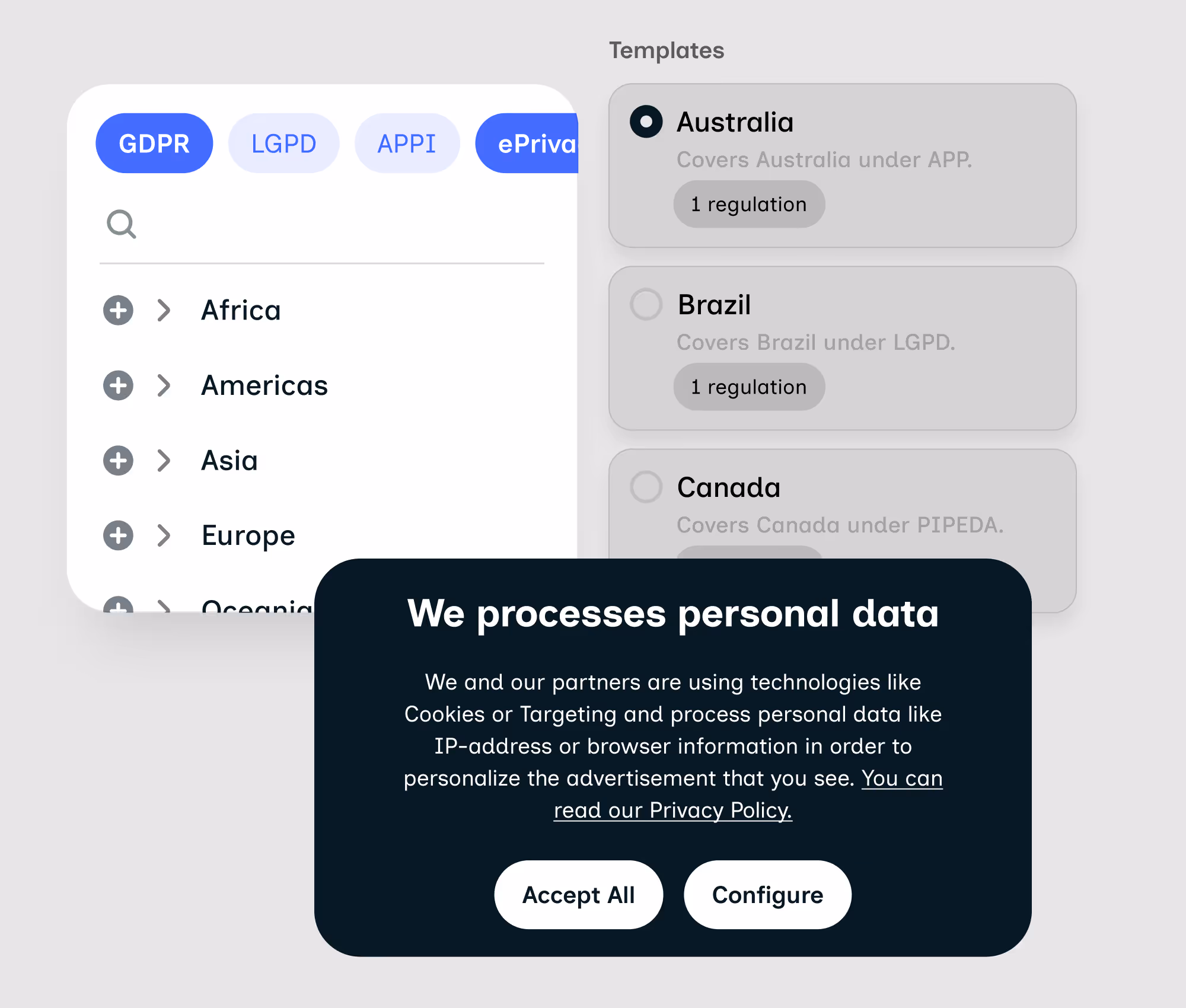 A screenshot of Ketch's data privacy management software solution