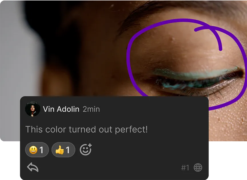 collage of images showing how users can view hi-definition video and media assets with collaboration features including commenting