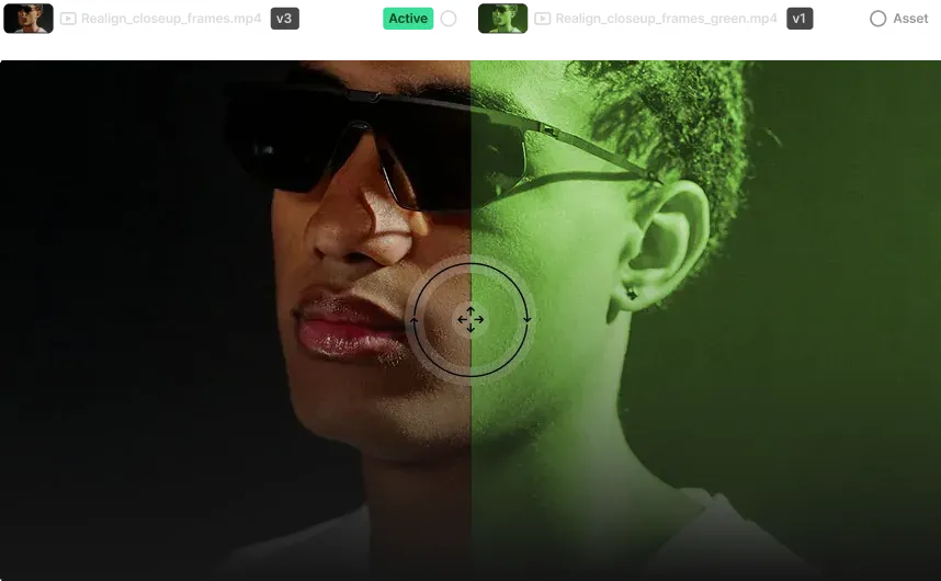 image of Iconik UI showing how you can see different versions of the same file over time