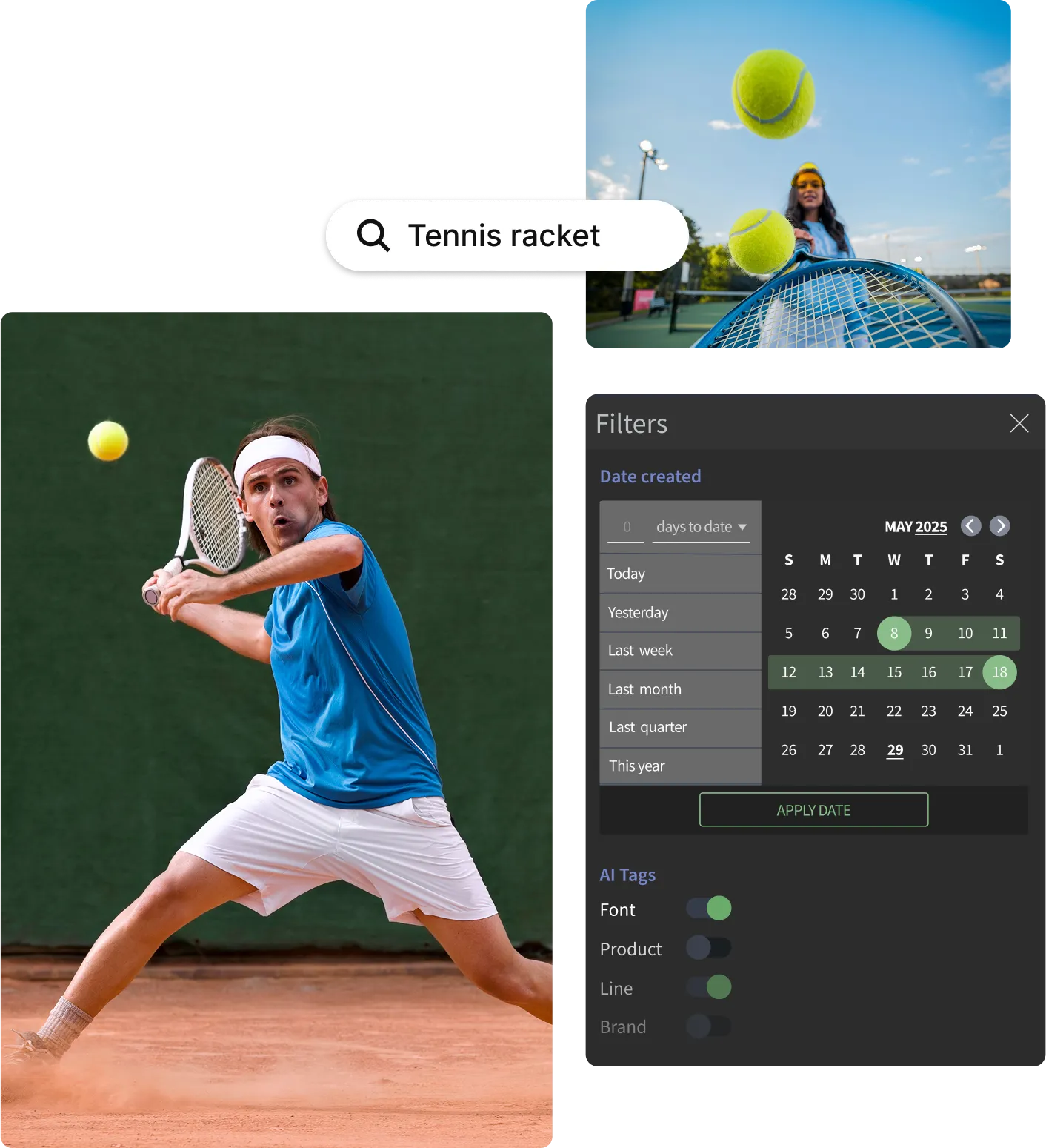 collage of images showcasing Iconik's search and discovery functionality