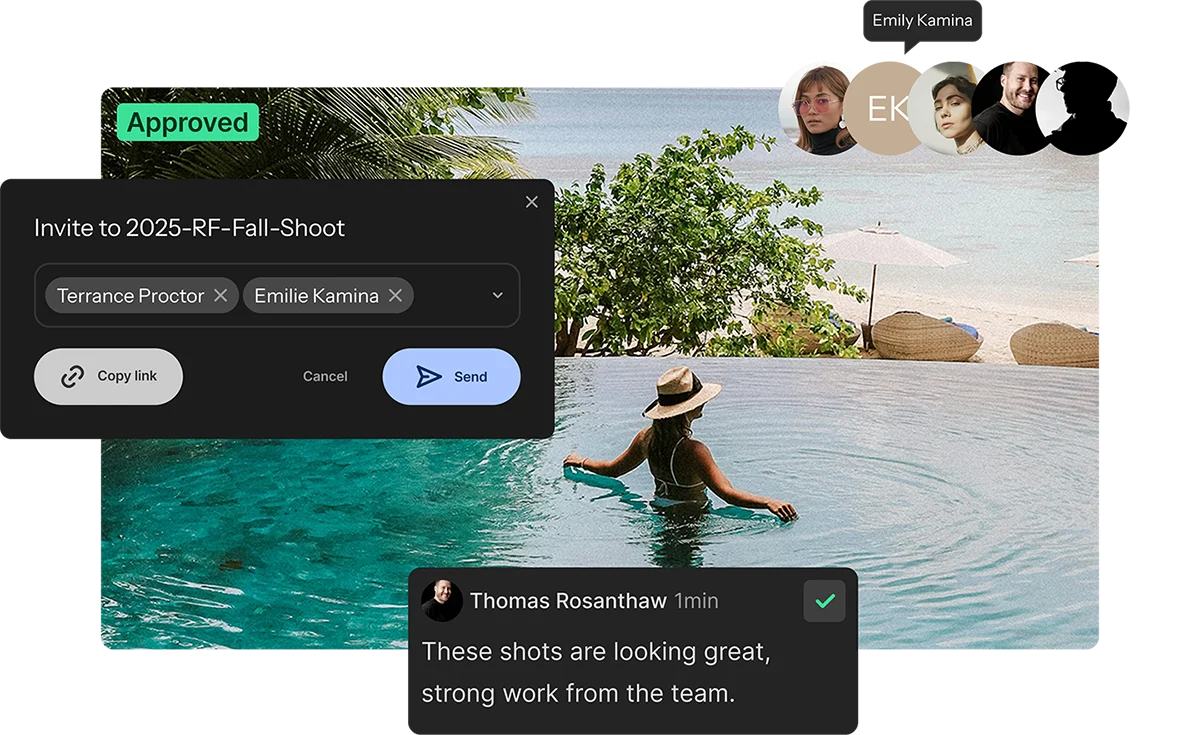 collage of images showcasing Iconik's collaboration and review functionality