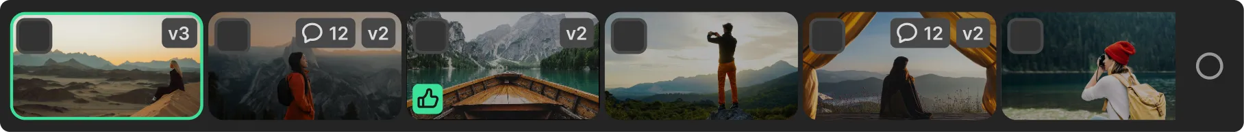 Person with long blonde hair sitting on sand dunes overlooking a mountainous landscape at sunset, with an overlay of a campaign invite and chat comment interface.