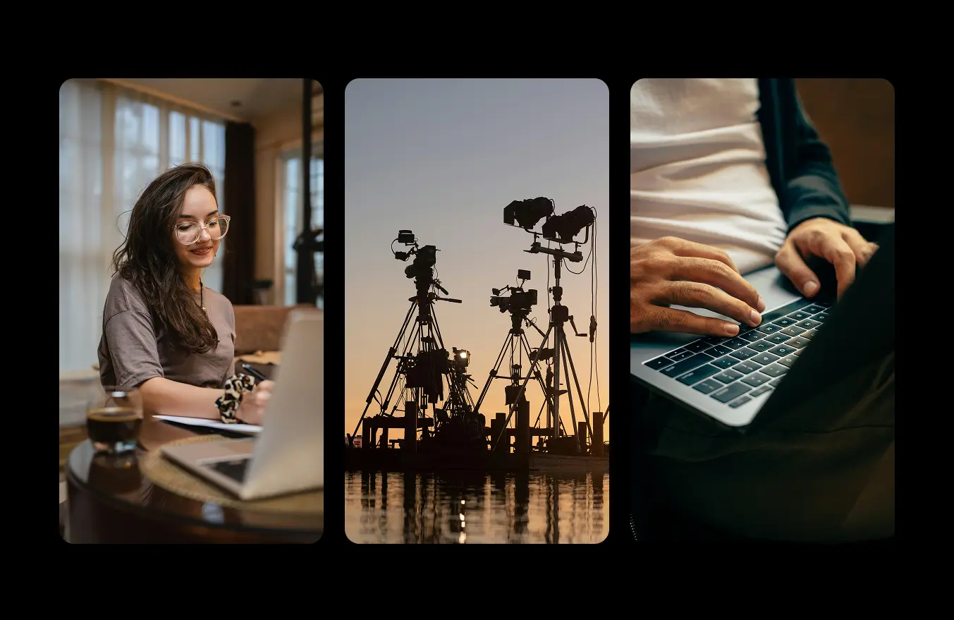 collage of images showcasing Iconik's collaboration and review functionality