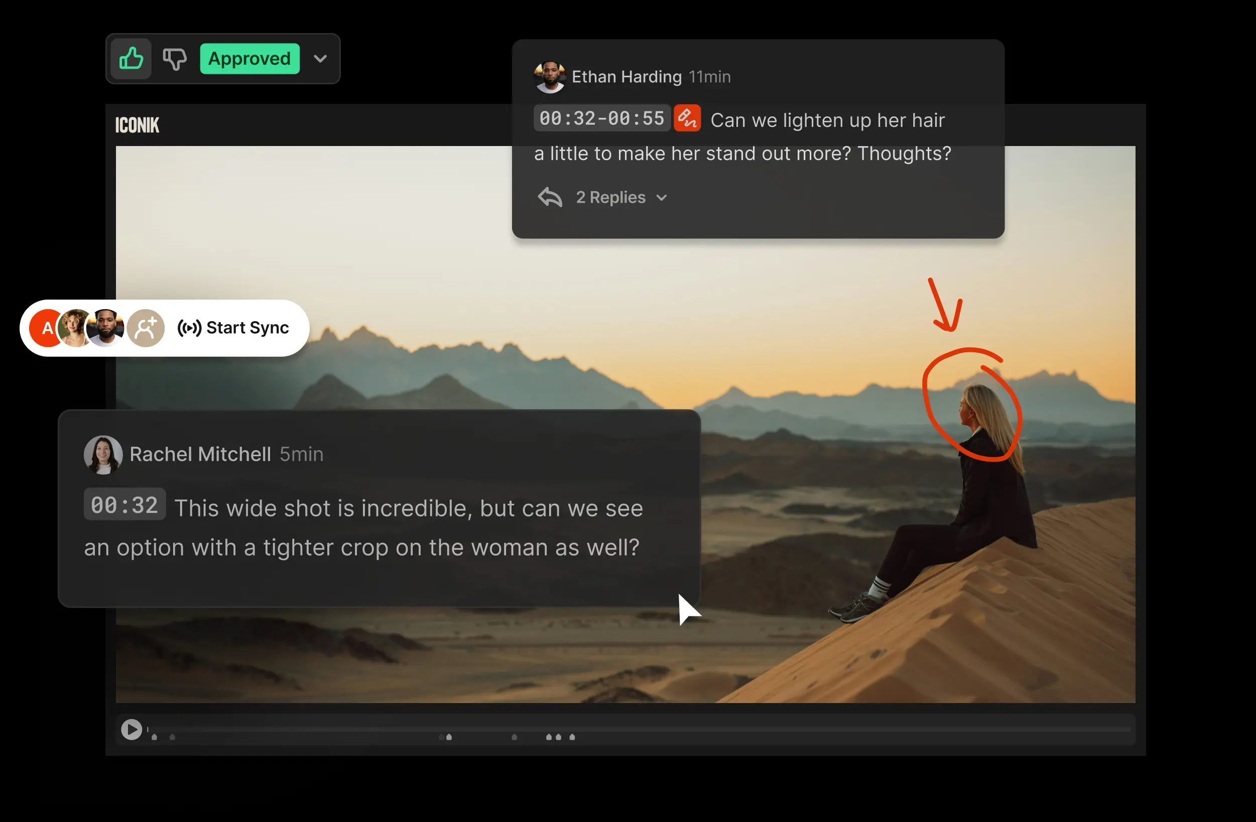 collage of images showcasing Iconik's collaboration and review functionality