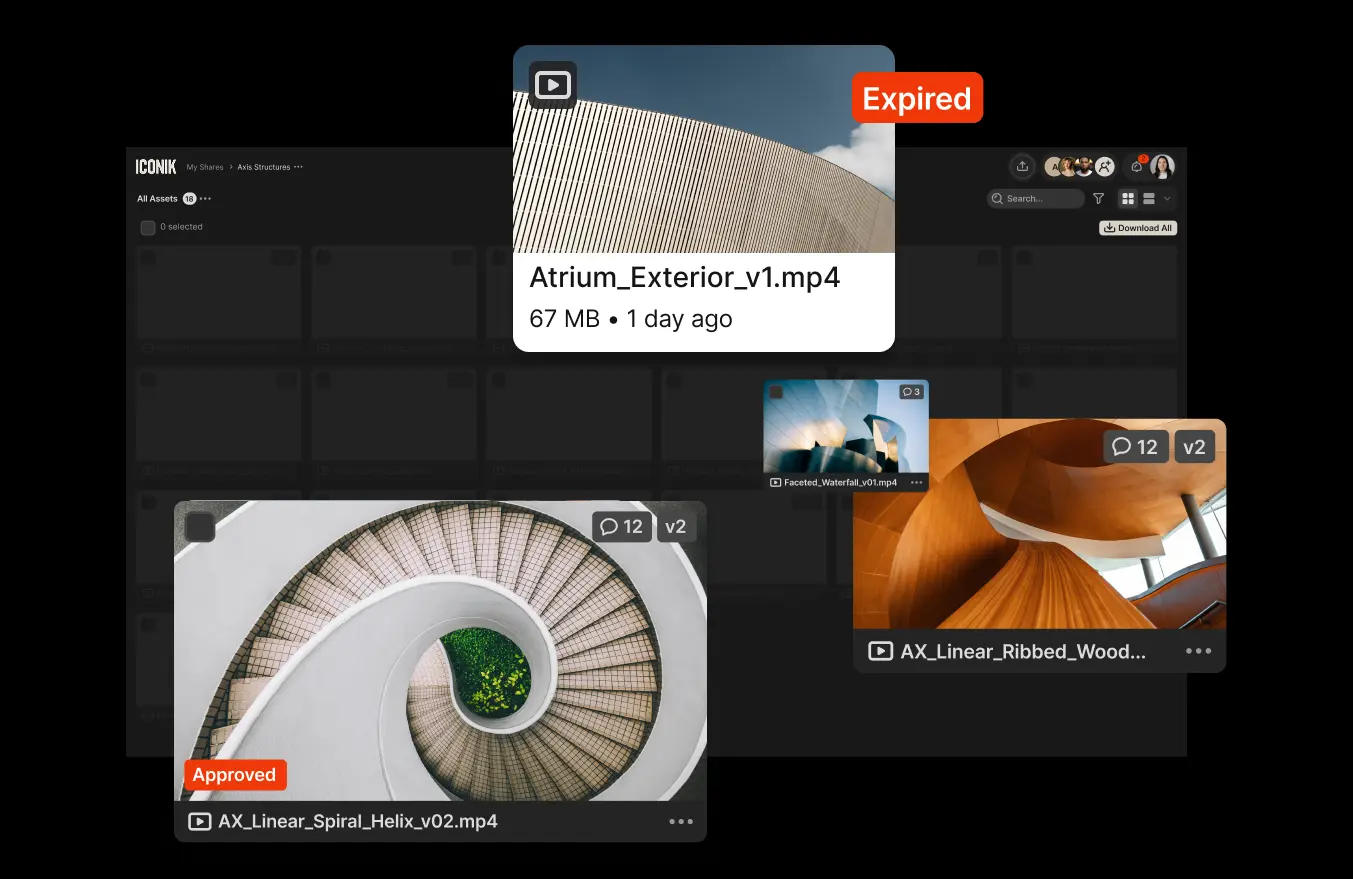 collage of images showcasing Iconik's collaboration and review functionality