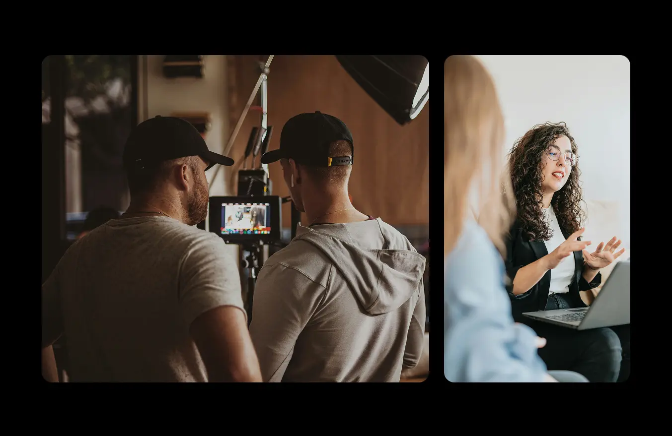 collage of images showcasing Iconik's collaboration and review functionality