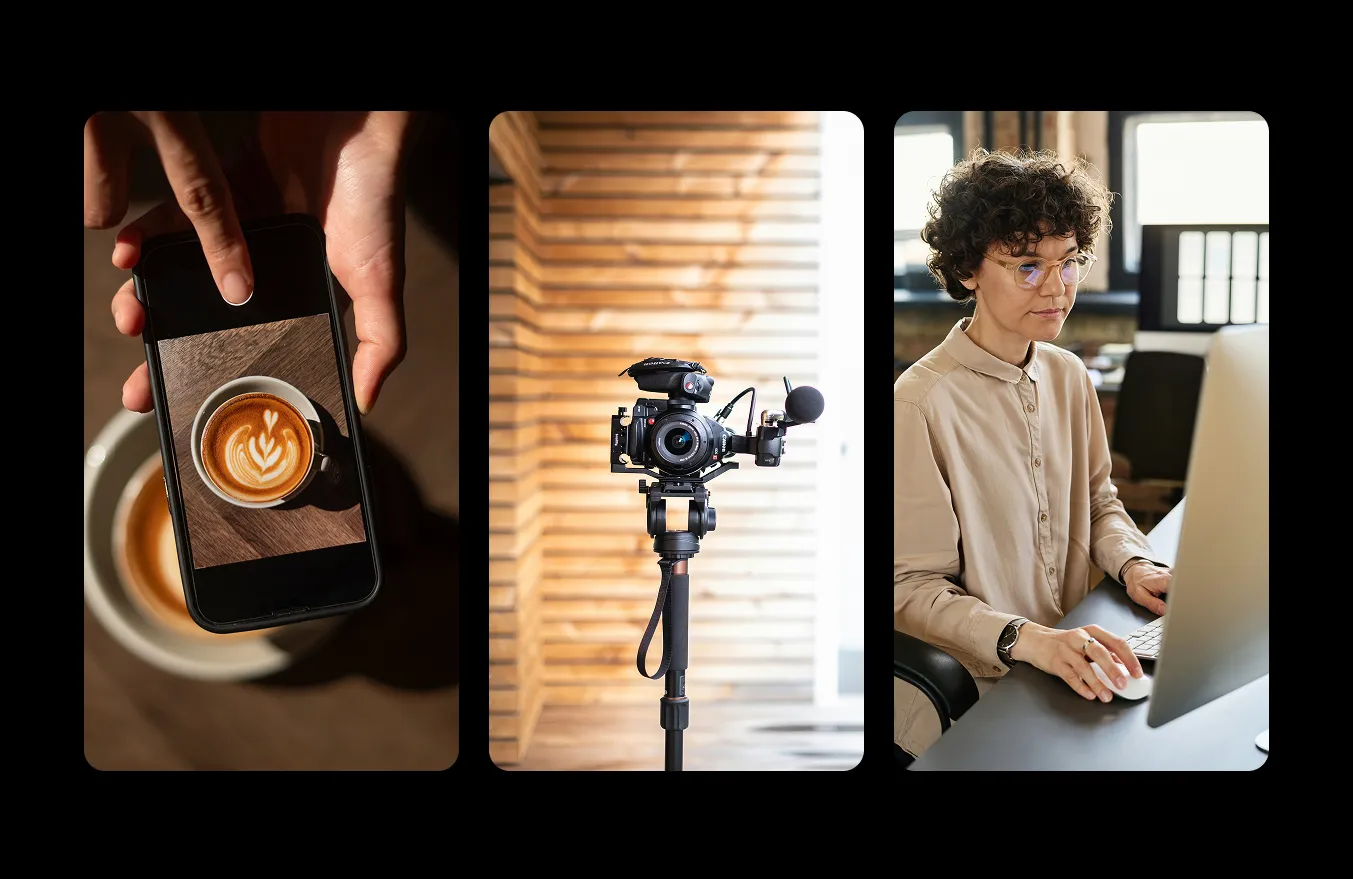 collage of images showcasing Iconik's collaboration and review functionality