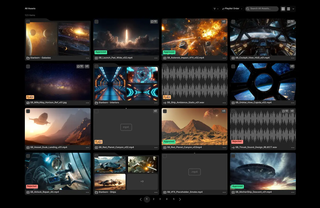 collage of images showcasing Iconik's collaboration and review functionality