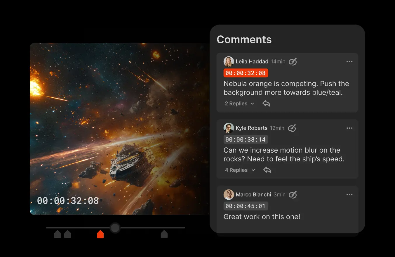collage of images showcasing Iconik's collaboration and review functionality