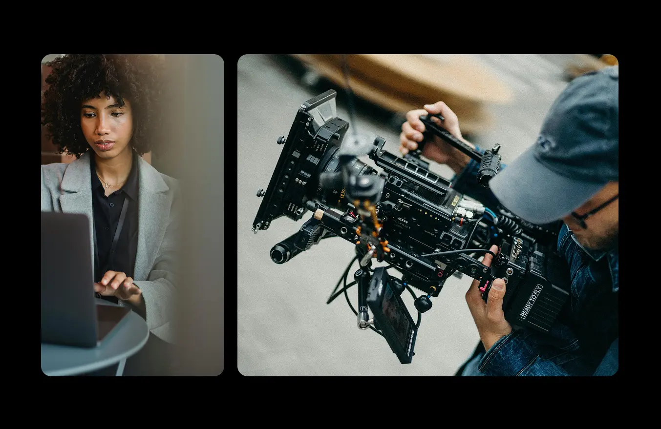 collage of images showcasing Iconik's collaboration and review functionality