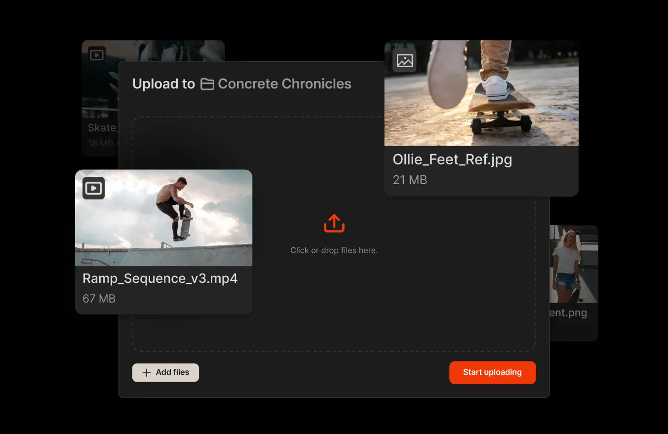 collage of images showcasing Iconik's collaboration and review functionality