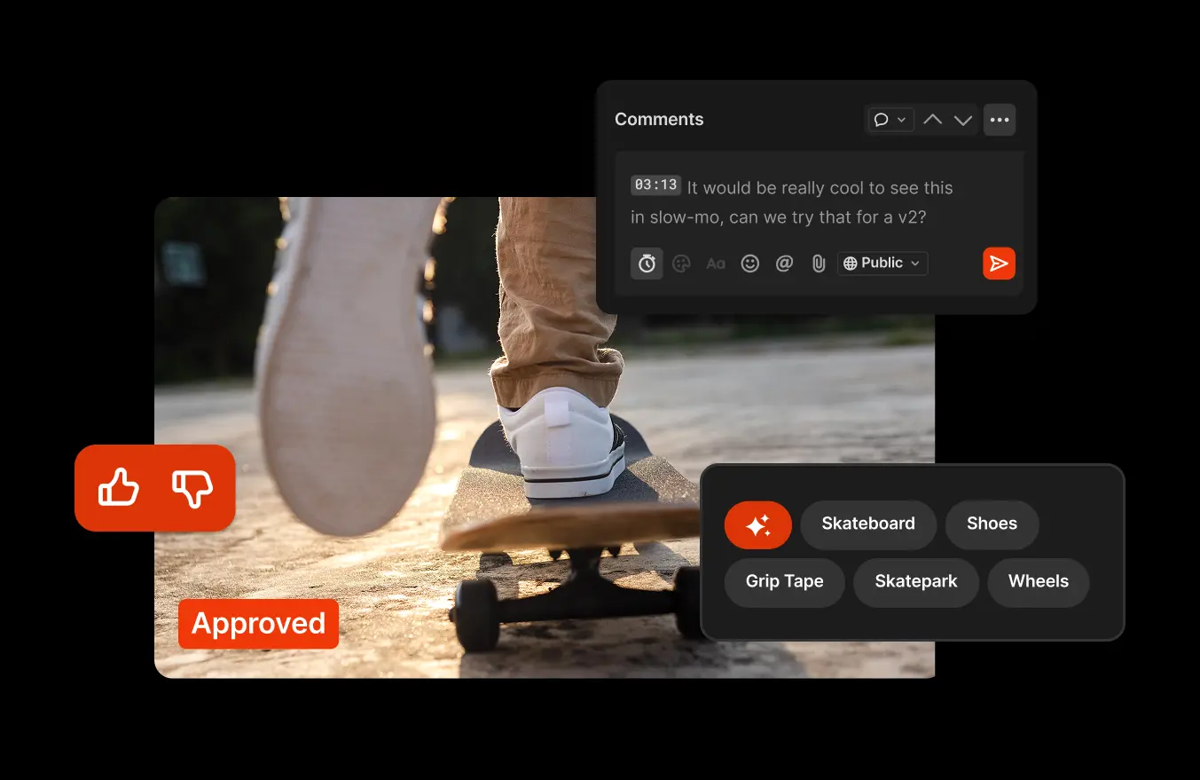 collage of images showcasing Iconik's collaboration and review functionality