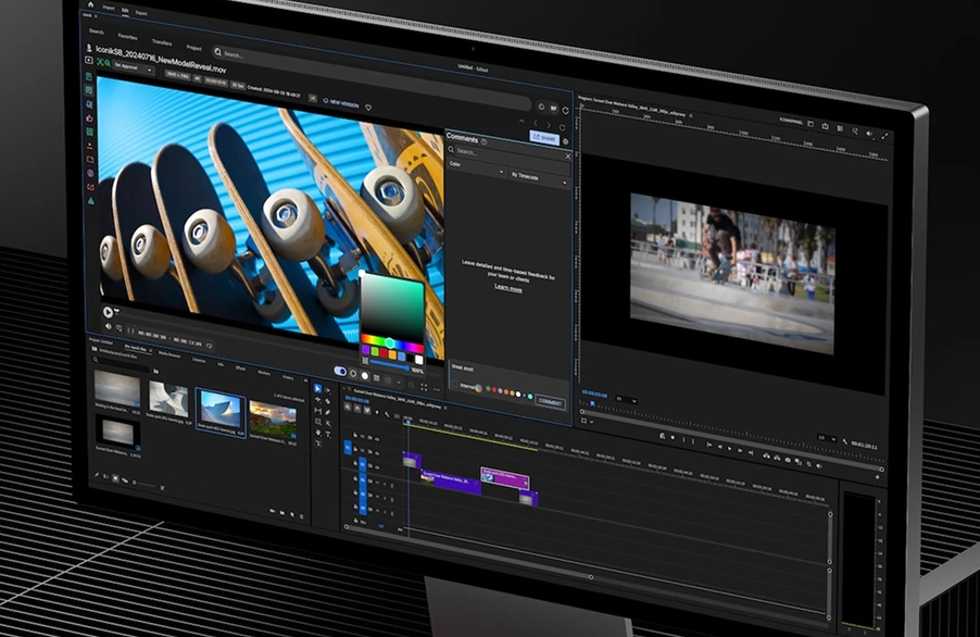 collage of images showcasing Iconik's collaboration and review functionality