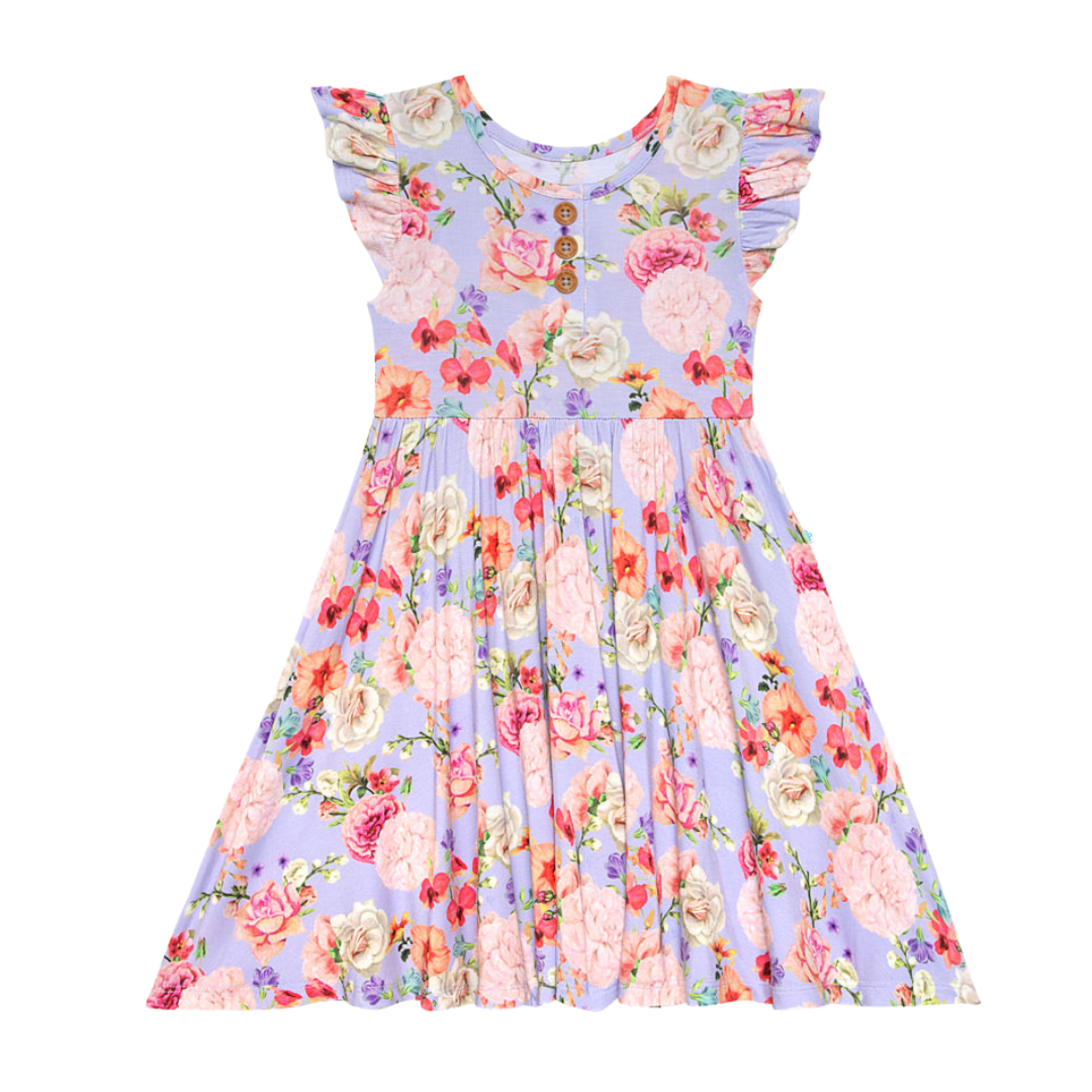 Ruffled Cap Sleeve Henley Twirl Dress
