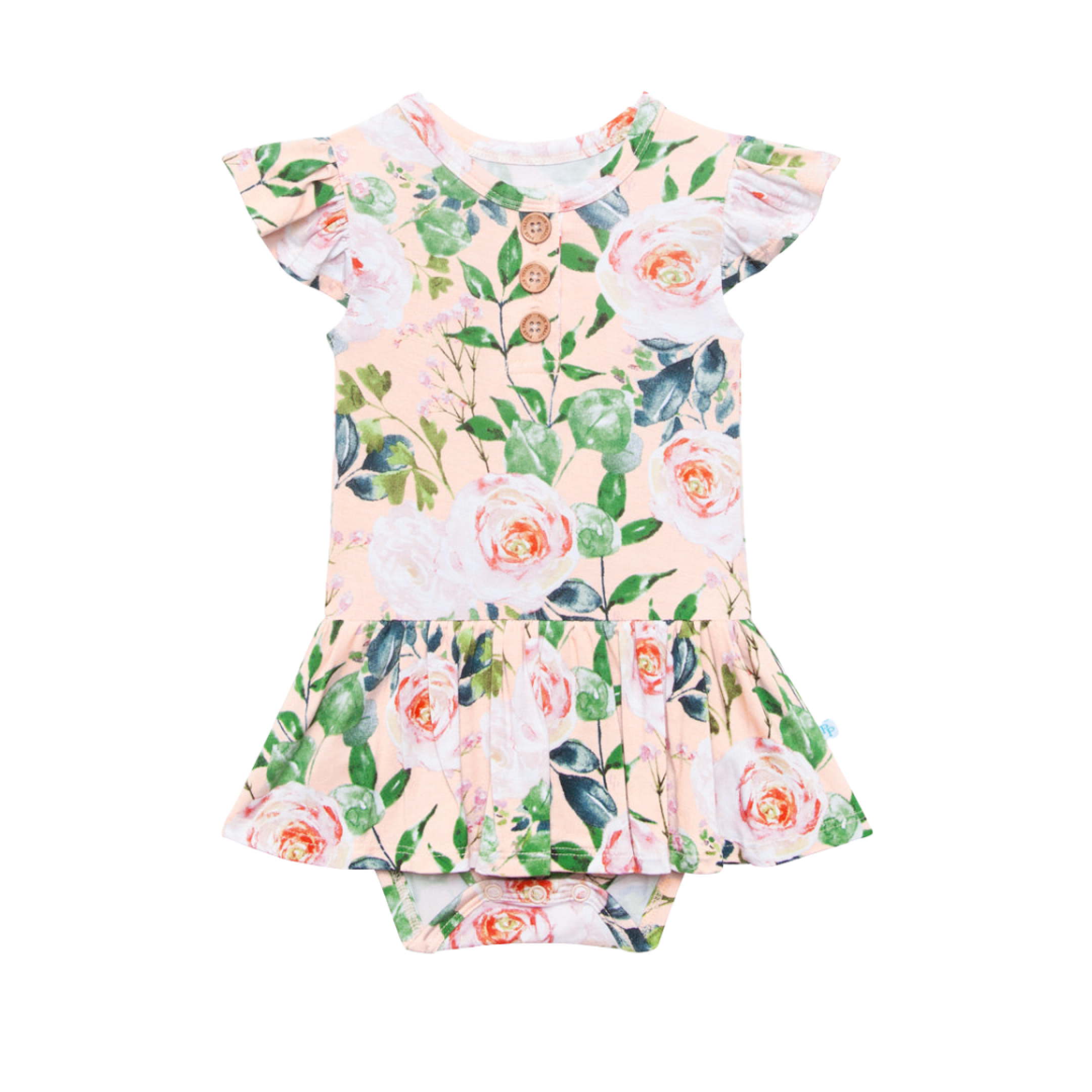 Ruffled Cap Sleeve Henley Twirl Skirt Bodysuit