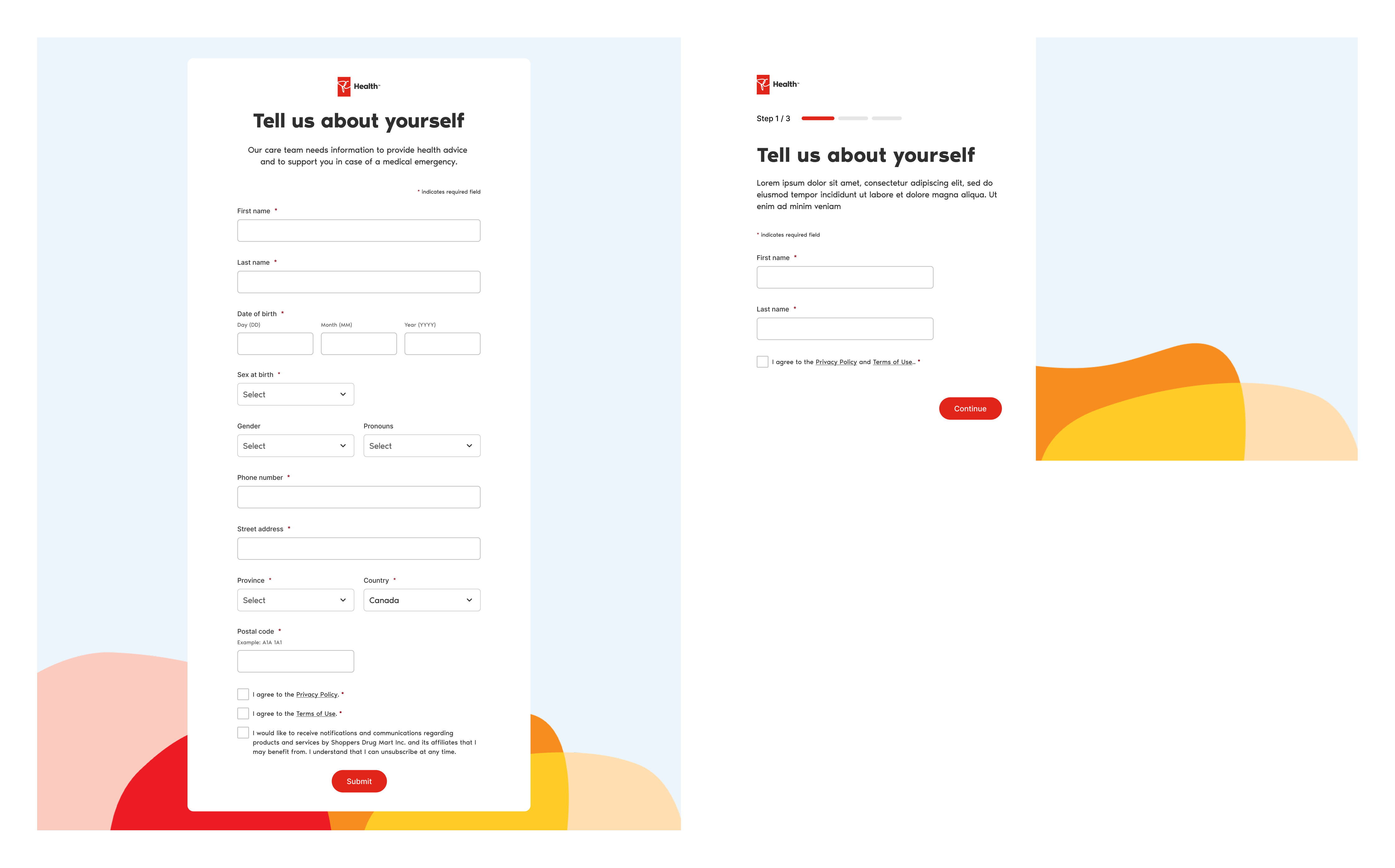 The family members tab with options to add a dependent and invite a caregiver