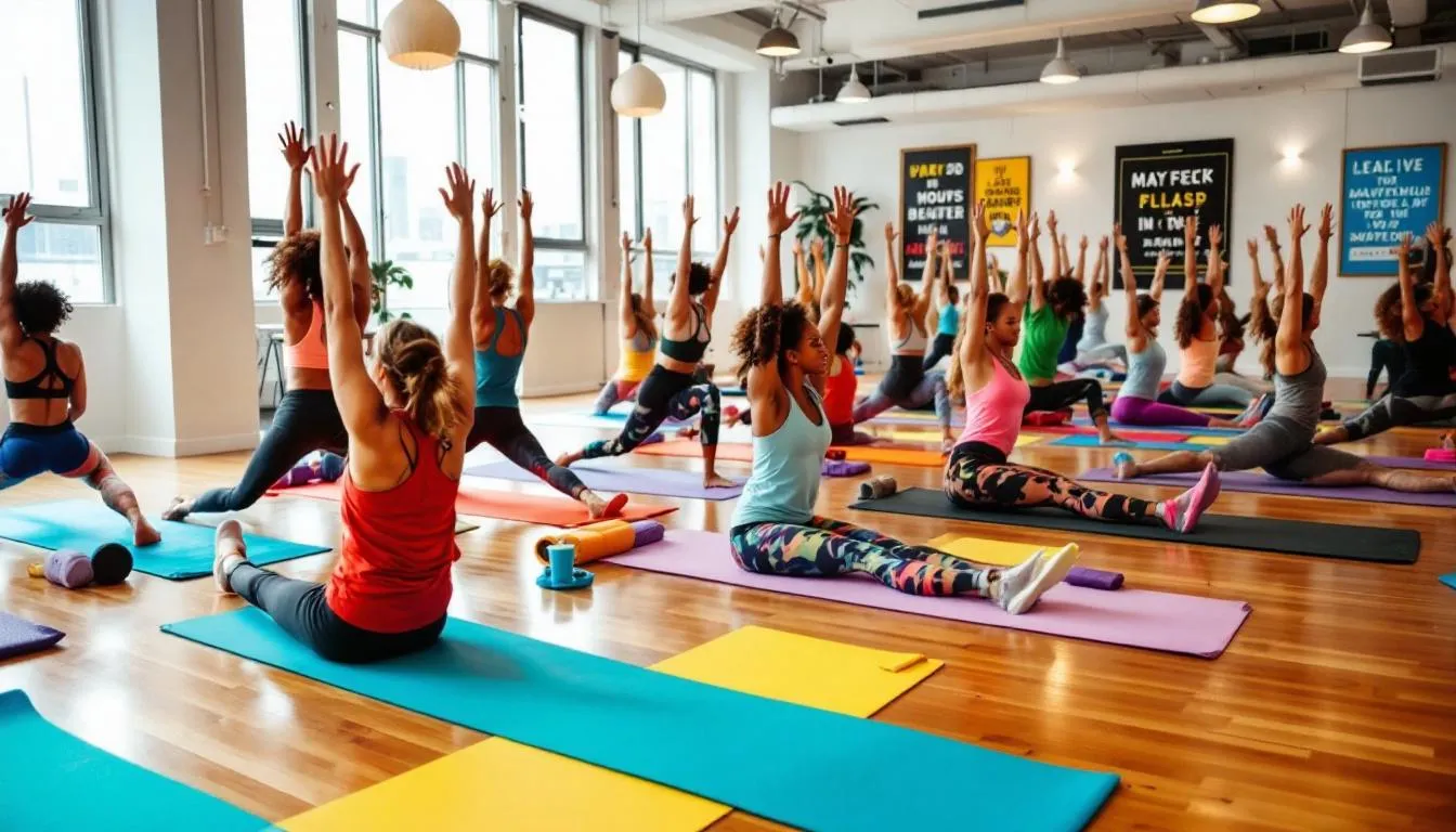 An interior shot of Chicago Athletic Clubs with members participating in yoga classes.