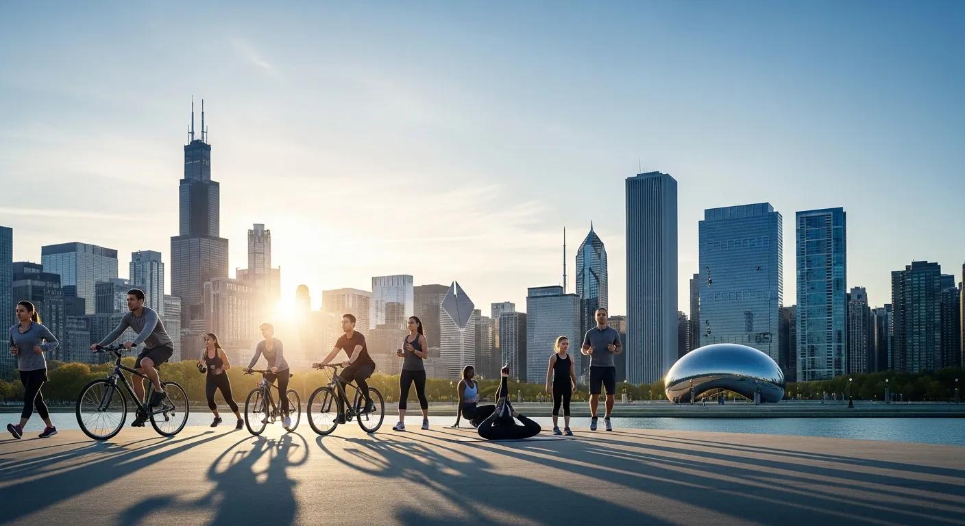 People outdoors walking and running showing they live an active lifestyle.