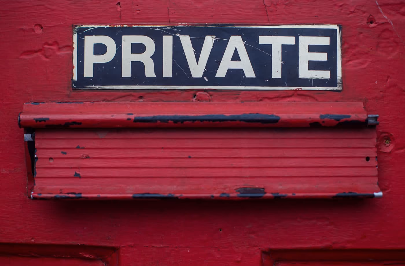 door with a private sign